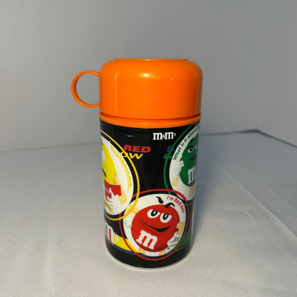 M&M M&Ms Crispy Characters‎ Orange Thermos Cup Container Lunch Box 2002